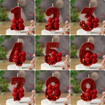 bougies numériques pailletées rouges décoratives fête anniversaire chiffres festives opaques festive
