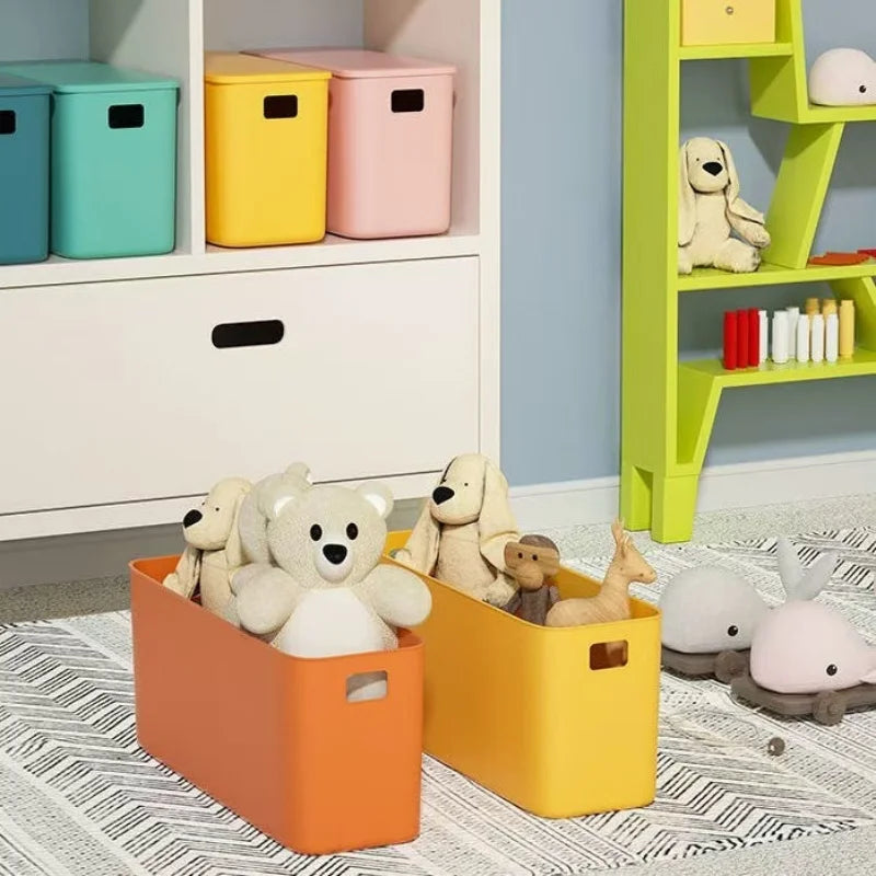 boîtes rangement plastique blanc orange rose vert bleu jaune moderne poignées couvercle