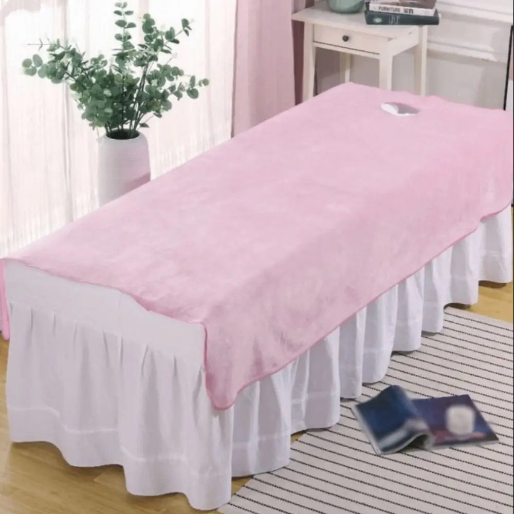 couverture table massage velours doux rose blanc moderne 80x200cm 120x200cm bambou