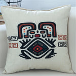housse coussin imprimée moderne motifs géométriques bleu rouge noir 45x45cm