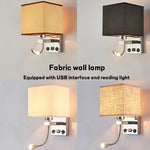 lampe murale moderne led usb interrupteur tissu blanc beige noir