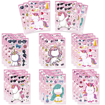 sticker repositionnable licorne arc ciel decoratif diy assiette table roulette papeterie waterproof multicolore enfants