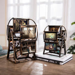 cadre photo vintage grande roue transparent bronze or argenté decoration florale photos inclusion industrielle