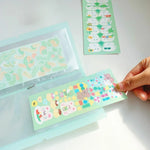 porte stickers animaux mignons 30 pochettes transparentes ruban adhésif moderne enfantin vert rose jaune