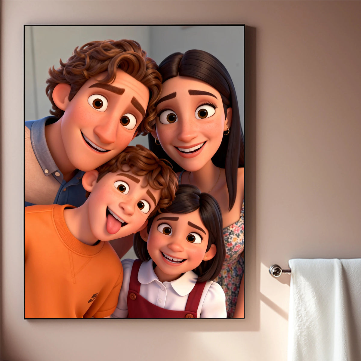 décoration murale personnalisée portraits animés famille mariage animaux illustration cadre photo maison