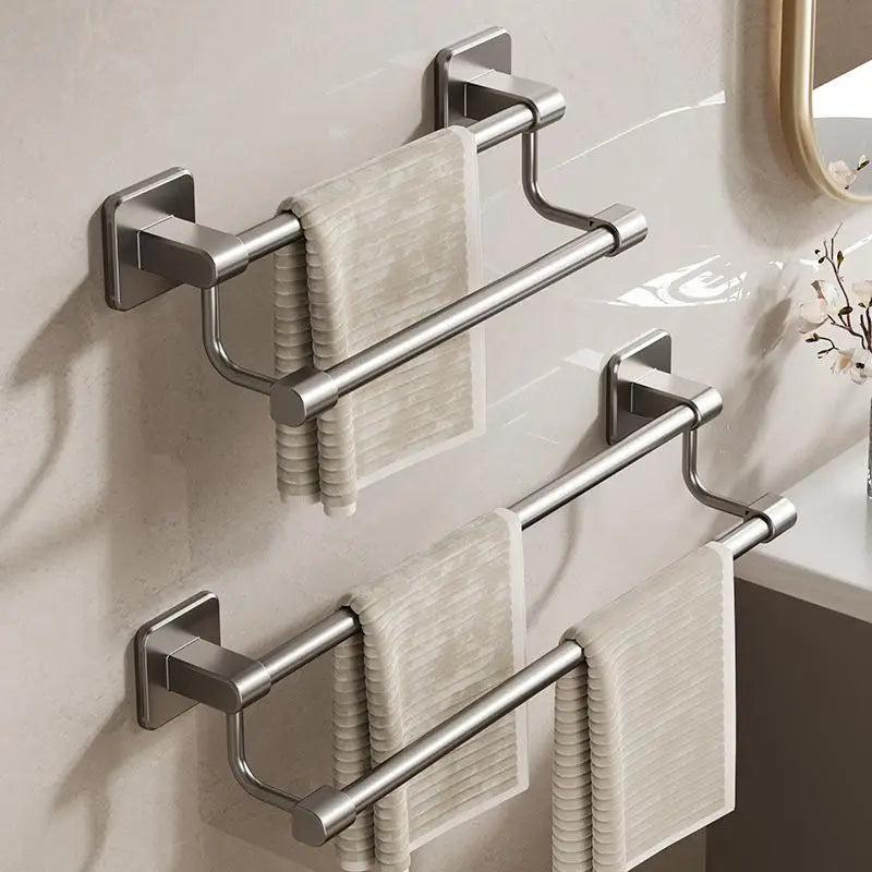 porte serviettes mural argenté moderne adhésif lisse salle bain organisation étagère murale multifonction serviettes