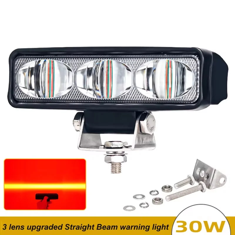 lampe led travail noire ip67 30w vis rouge câble moderne vehículo