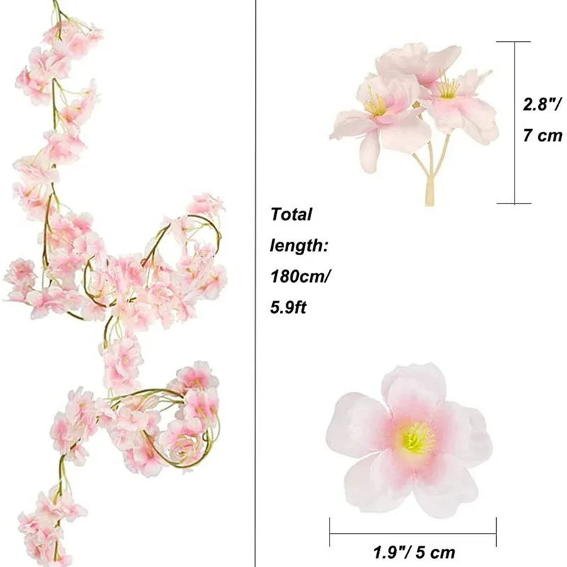 décoration intérieure guirlande fleurs artificielles rose clair mariage anniversaire baby shower pendaison crémaillère