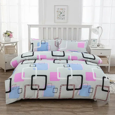 Housse de couette motif géométrique 140x190 cm sur un lit moderne