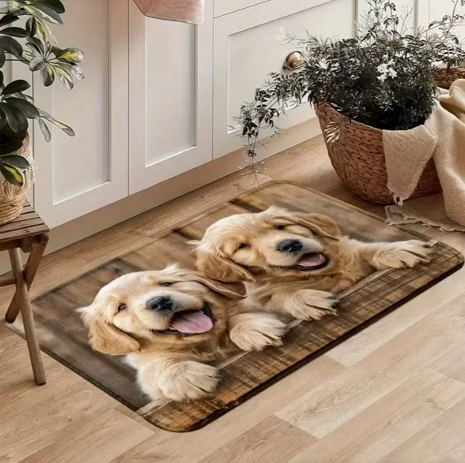 tapis d'entrée moderne chiens motifs floraux antidérapant résistant décoloration 30x50cm 40x60cm