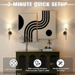 Applique murale sans fil en fer avec abat-jour blanc