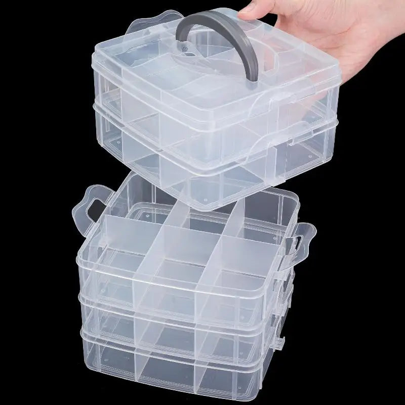 boîte rangement transparente velours multicolores ajustable empilable compartiments modernes poignée pratique
