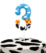 bougies numérotées anniversaire dessin animé motif animalier vache nuages carreaux