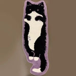 tapis acrylique chat allongé gris blanc noir blanc marron jaune décoration maison confortable lavable