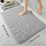 tapis bain mousse mémoire forme absorption eau antidérapant galets relief moderne beige gris