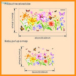 stickers muraux fleuris multicolores adhésifs art floral papillons lilas roses jaunes salon chambre deco