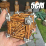 coffres miniatures barils marron clair gris métallique texture bois détails métalliques réalistes opaques