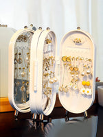 boîte bijoux transparente moderne miroir poignées boucles d'oreilles colliers pendentifs vert blanc portable chambre