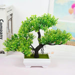 petit bonsaï artificiel plante pot blanc décoratif maison jardin fleurs roses vertes
