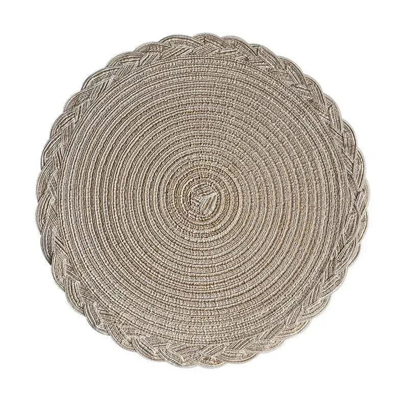 lot quatre tapis table ronds tressés boho rustique décoration maison