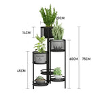 étagère plantes moderne or fer niveaux pots différents ajourées minimaliste