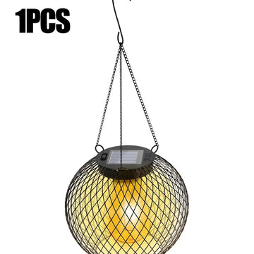 lampe solaire jardin led métal noir doré vintage rustique maille crochets