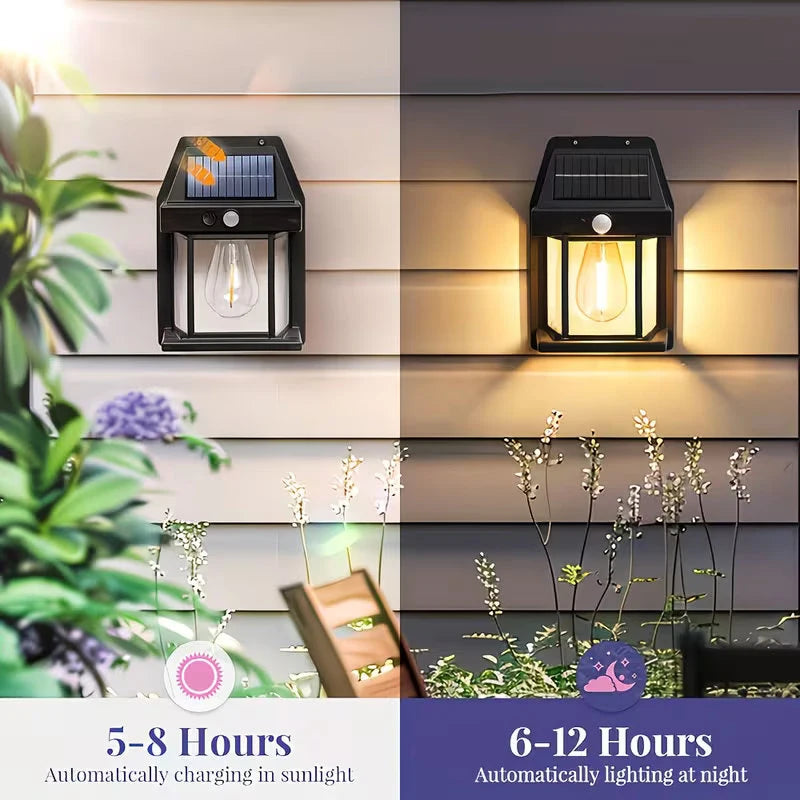lampes solaires murales noires classiques détecteur mouvement ampoule led vis