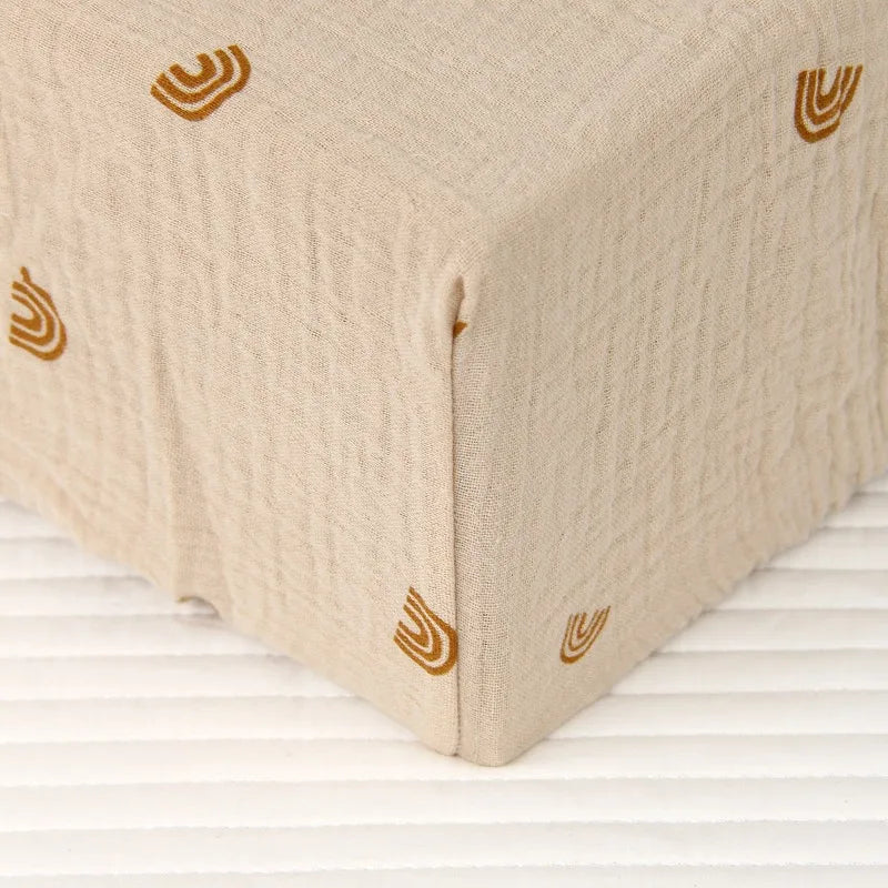 draps lit bébé coton 100% beige rose jaune rayures géométriques simple doux