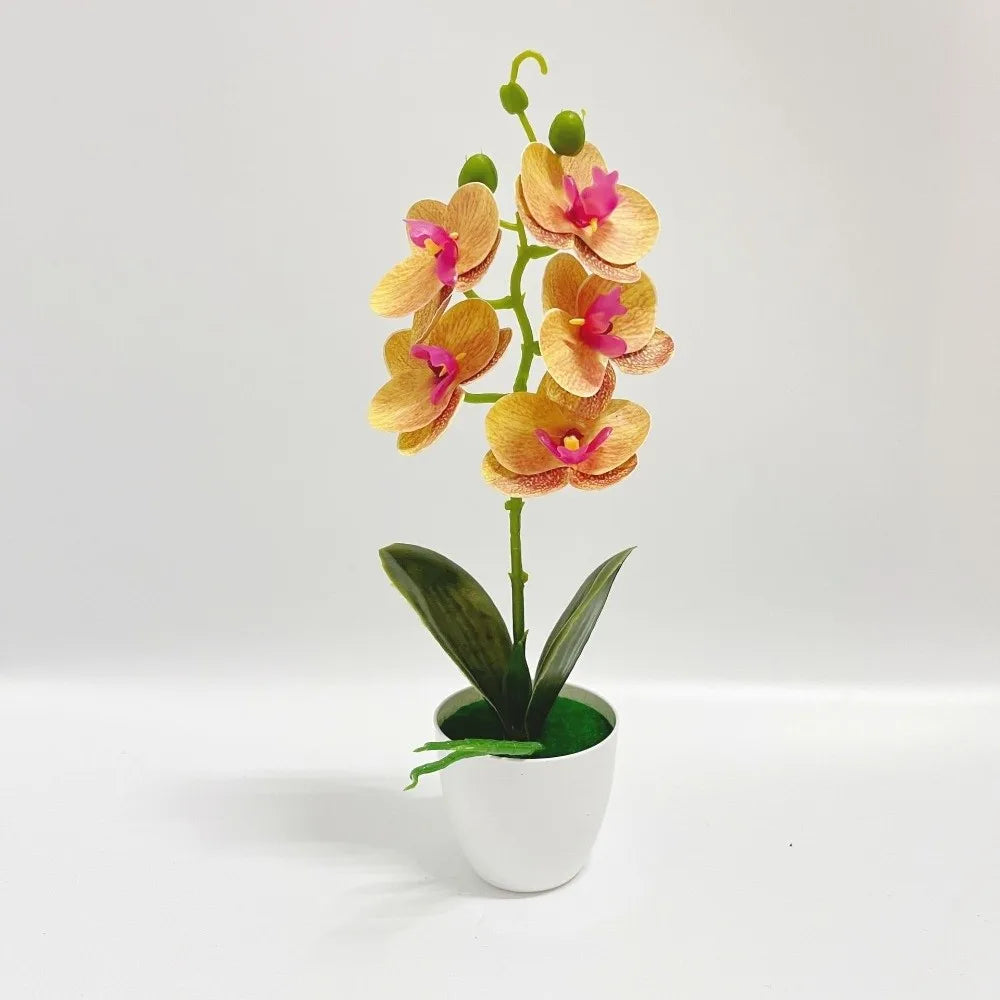 Orchidée artificielle rose pot blanc fleurs blanches intérieur décoration moderne salon événement