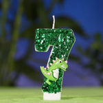bougies anniversaire forme chiffre glitter vert dinosaure décoratives tringle inclusion boîte transparente