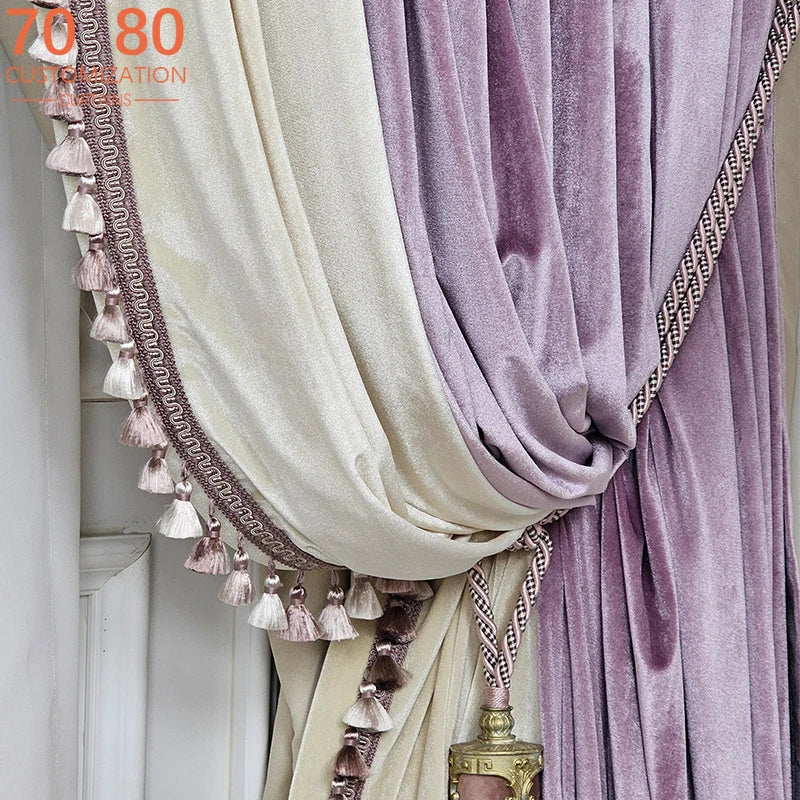 rideau velours violet beige classique opacité moderne maison 100 polyester