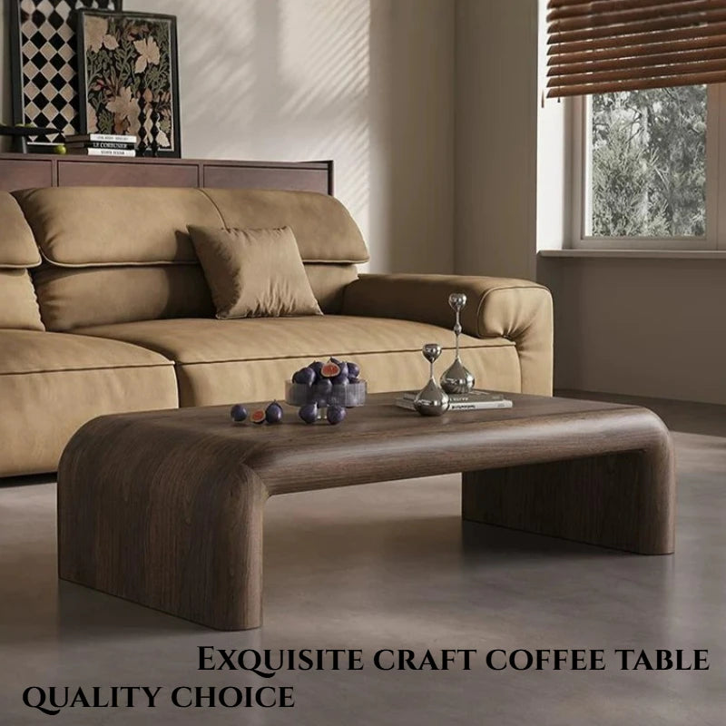 table basse moderne minimaliste bois massif marron foncé salon décoration artistique