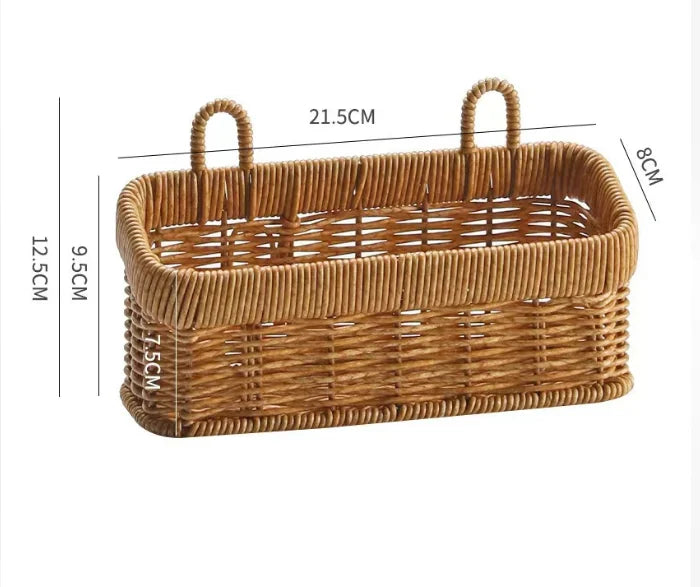 panier marron clair tressé traditionnel opacité sans fixation salon cuisine jardin