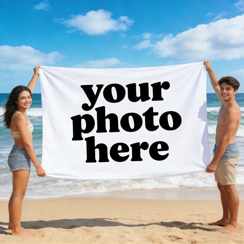 serviette plage séchage rapide polyester moderne imprimé photo blanc dimensions variées été camping