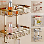 étagère salle bain double niveau or chrome moderne minimaliste clips inclusion vis écrous