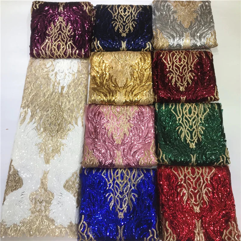 tissu dentelle sequins broderie élégant polyester coton mariage décoration voile