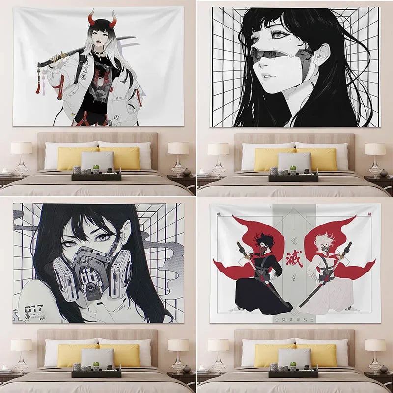 Tenture murale japonaise Kawaii colorée pour chambre d'adolescent