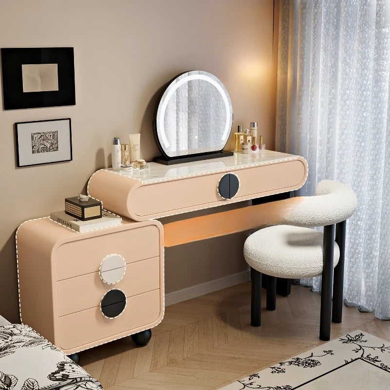 maquillage moderne beige clair tiroirs miroir tabouret tapis assemblage 80 100 120cm