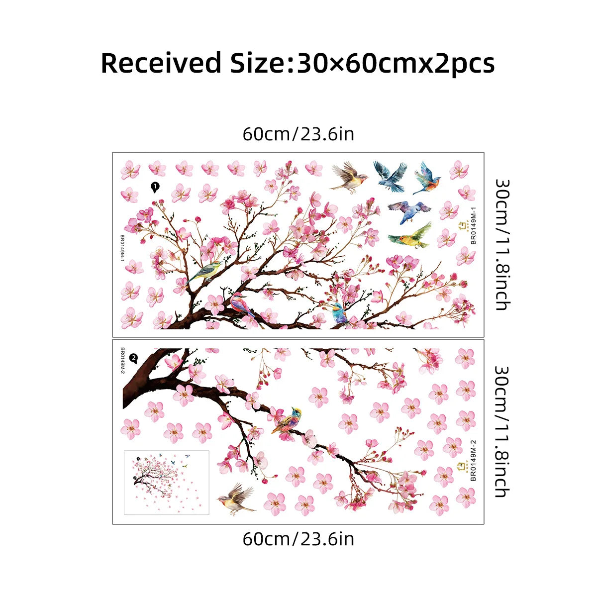 sticker mural fleur oiseau art floral deco chambre enfant deco maison bébé rose vert