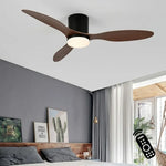 ventilateur moderne noir bois led télécommande minimaliste chambre