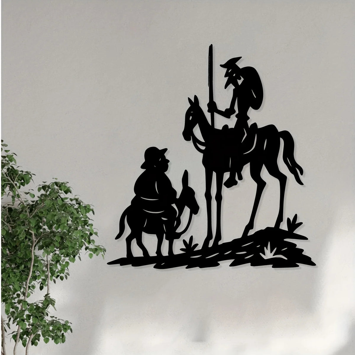 décoration murale métal noir silhouette personnages chevaux artiste folklorique rustiqueintérieur chambre salon