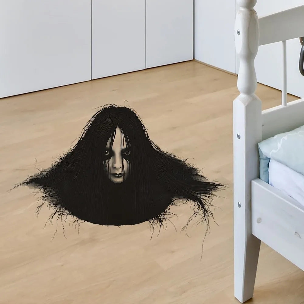 autocollants muraux effrayants visage noir blanc adhésifs graphiques décoration fantôme sorcière fêtes