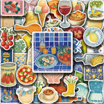 sticker illustration aliments fruits légumes fromages pizzas multicolore scrapbook téléphone portable