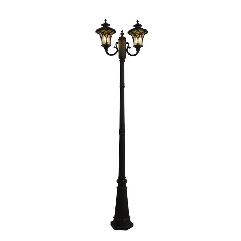 lampadaire vintage noir verre opalescent classique éclairage public ip65 led moderne
