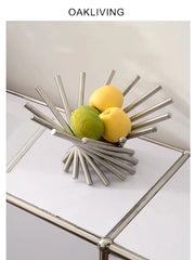 corbeille fruits moderne acier inoxydable argenté vert minimaliste salon cuisine