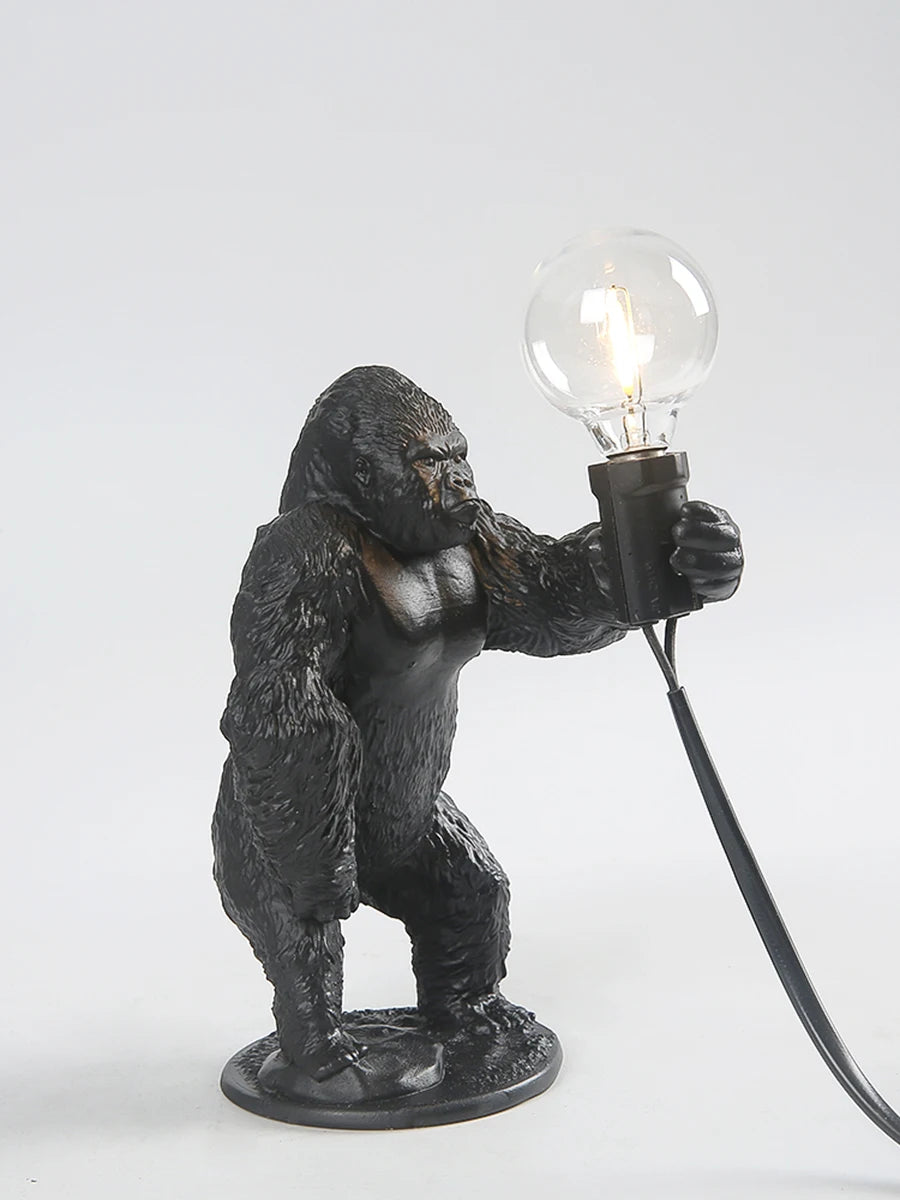 lampe poser moderne or noir ampoule led texture gorille animalier tringle câble noir