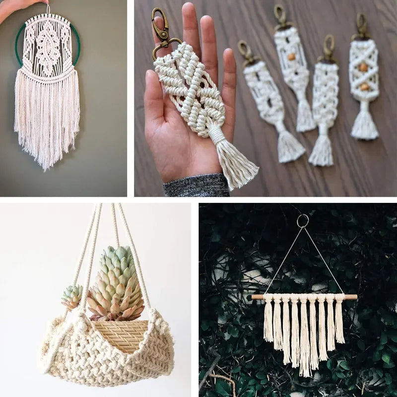 corde macramé coton beige tressée boho artisanale décoration maison durable haute qualité