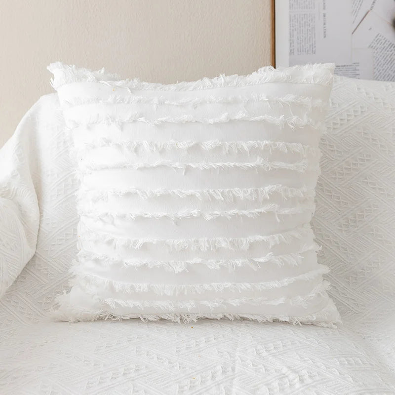 housse coussin brodée fleur marguerite polyester coton blanc jaune décorative salon voiture 30x50cm zip