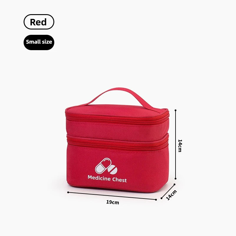 trousse médecine rouge réutilisable sac rangement oxford pratique compartiments médicaments première aide emergencesécole
