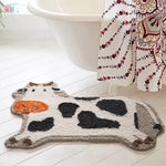 tapis bain imperméable antidérapant motif vache créatif blanc orange gris chambre enfants moderne